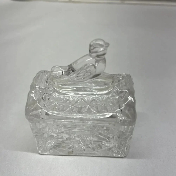 Bird Trinket Box Lidded Crystal Clear‎ Leaded 24% Collection Aviary Vintage - Picture 3 of 8